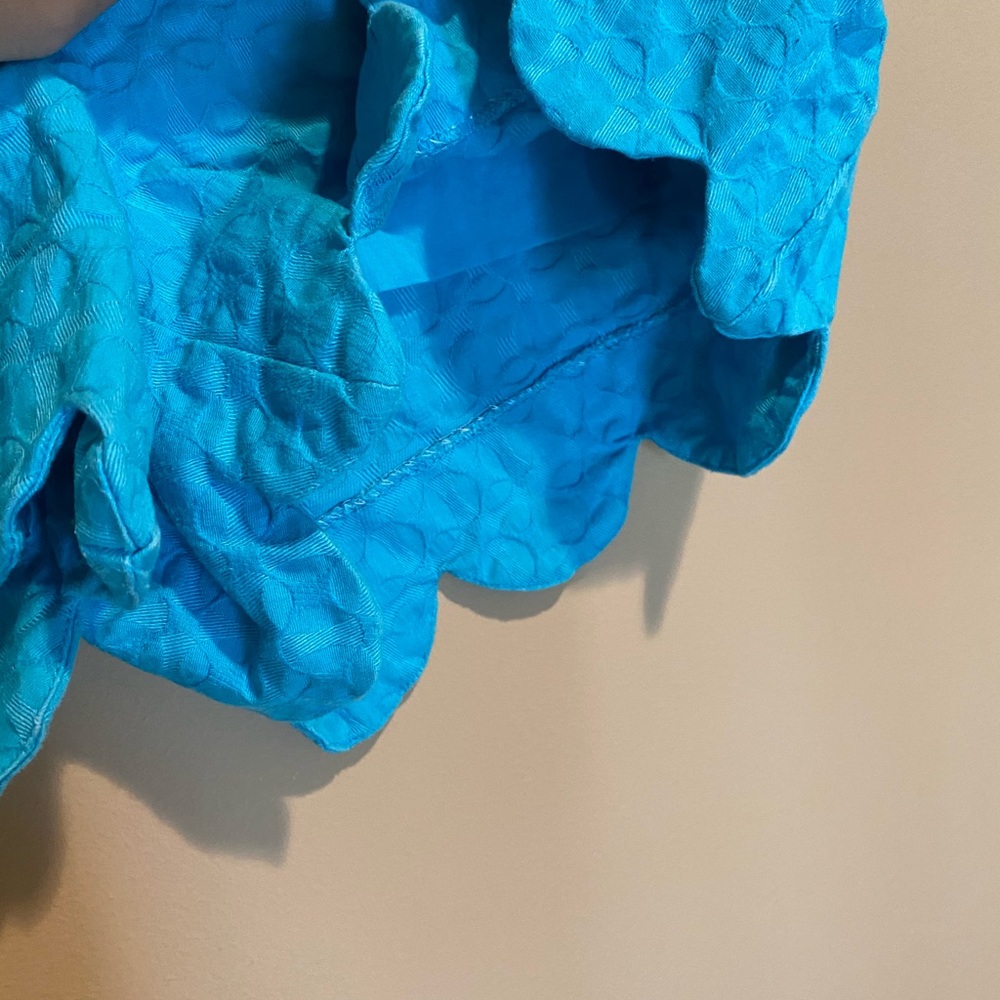 Bright Blue Textured/Ruffled Mini Shorts - Picture 5 of 5